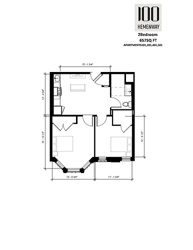 Floor plan 2 Bedroom 01 Stack