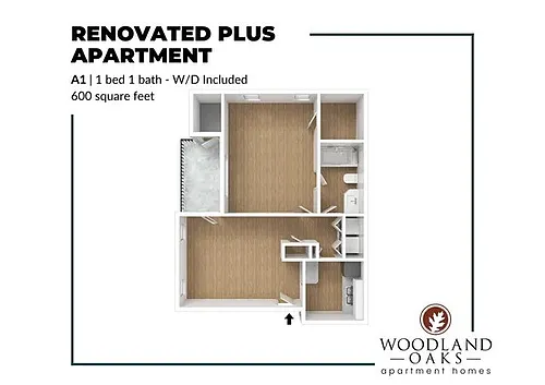 Floor plan 1 Bedroom 1 Bathroom (A1)
