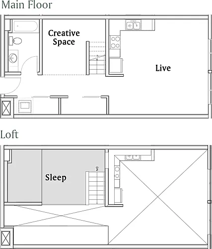 Floor plan 1 Bedroom Loft D