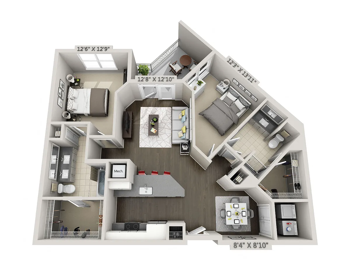 Floor plan C4 2 Bedroom 2 Bath