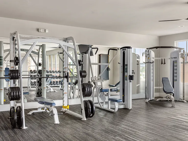 Stay active with a fully equipped fitness center right at home.