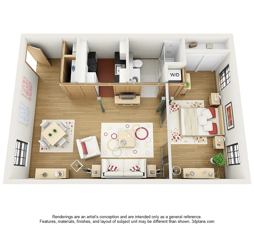 Floor plan 1 Bedroom Large