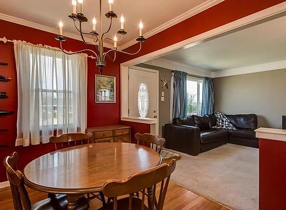 View from the dining room into the living room
