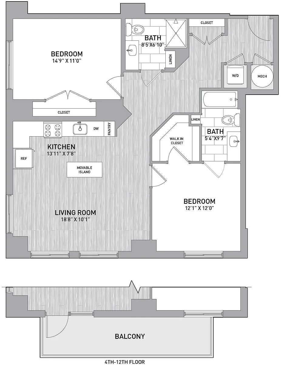 Floor plan 2 Bed2 Bath 2BR B