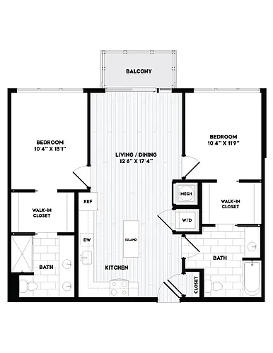 Floor plan 2 Bed/2 Bath-B2
