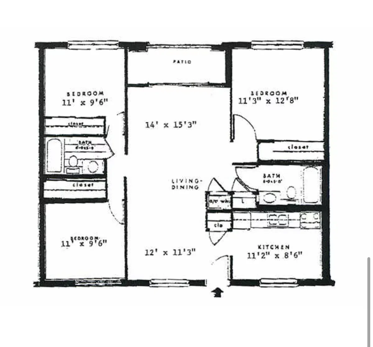 Floor plan Three Bedroom Two Bath
