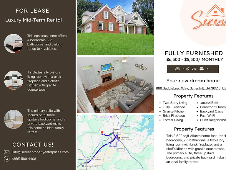 Fully Furnished / 4BR/2.5 / Pet Friendly Home