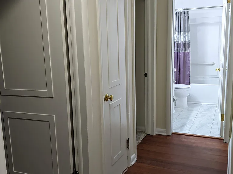 Hall to main bath, master bedroom, hall closet, and middle bedroom