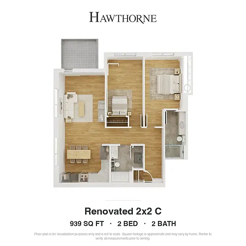 Floor plan Renovated 2x2 C