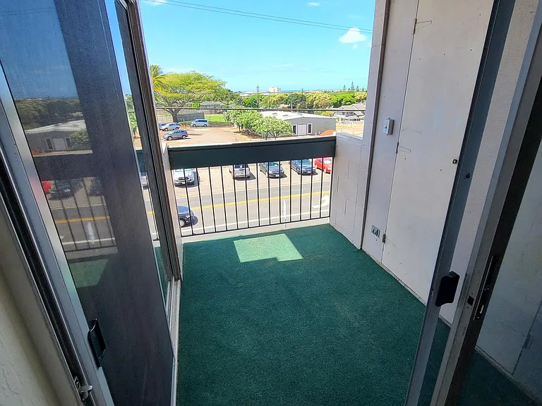 Patio area with generous storage closet.