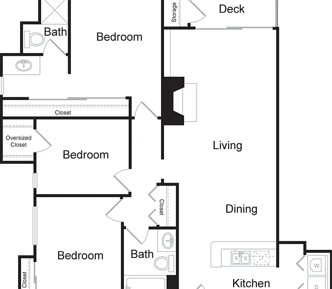 Three Bedroom, Two Bathroom (1243 sq ft) Three Bedroom, Two Bathroom (1243 sq ft)
