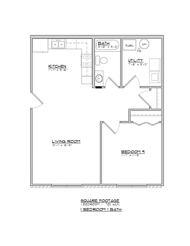 Floor plan 1BR-1BA B Apartment