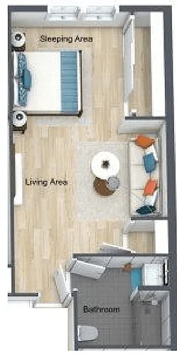 Floor plan Studio, 1 Bathroom
