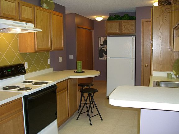 Oak cabinets, all appliances included and hand painted faux tile backsplash.
