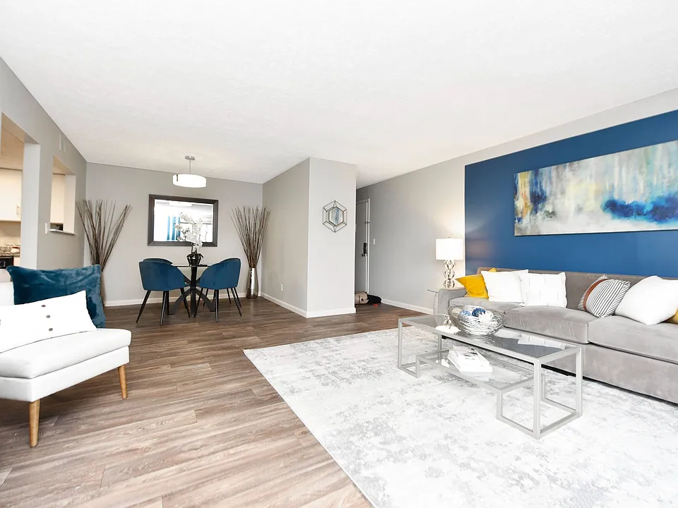 Living Room with Hardwood Style Flooring