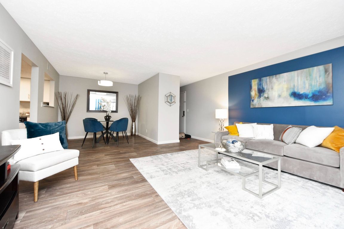 Living Room with Hardwood Style Flooring