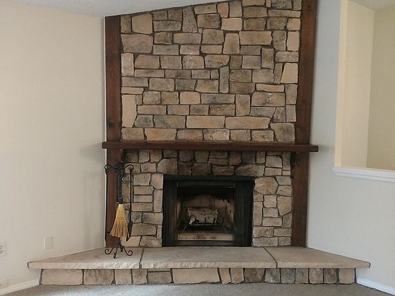 wood burning fireplace on main level