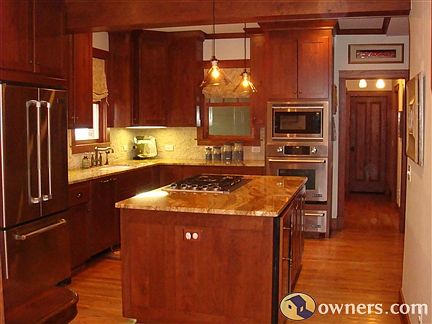 Kitchen with micro/conv oven, singe conv oven, Rohl fixtures