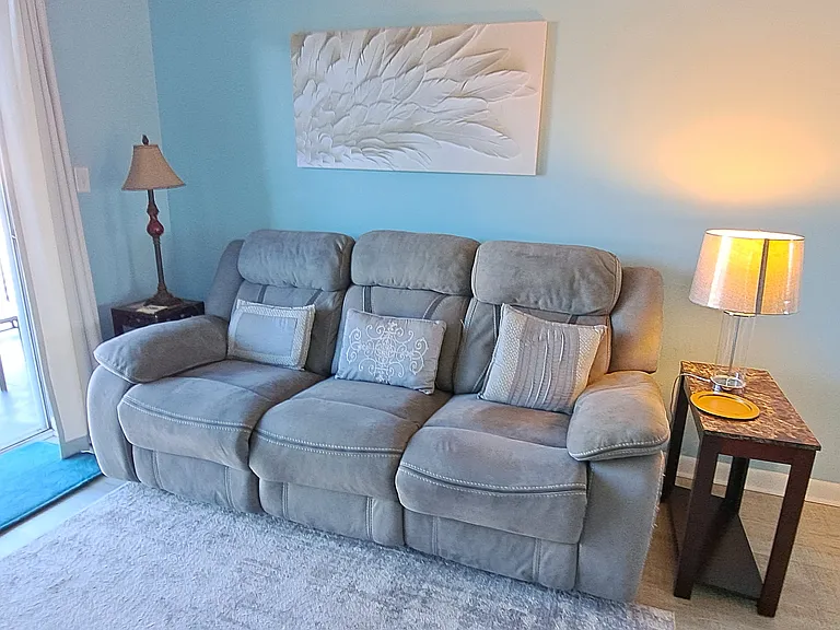 Two seats recline comfortable couch.