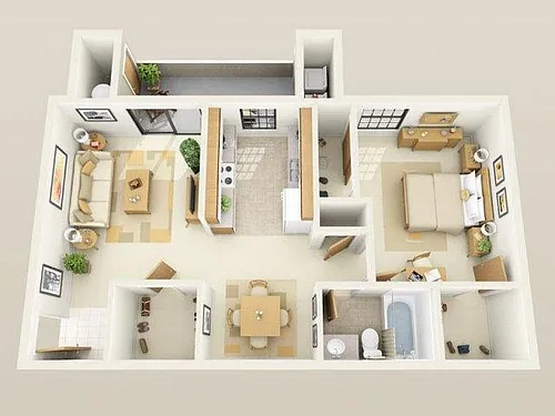 Floor plan One Bedroom One Bath