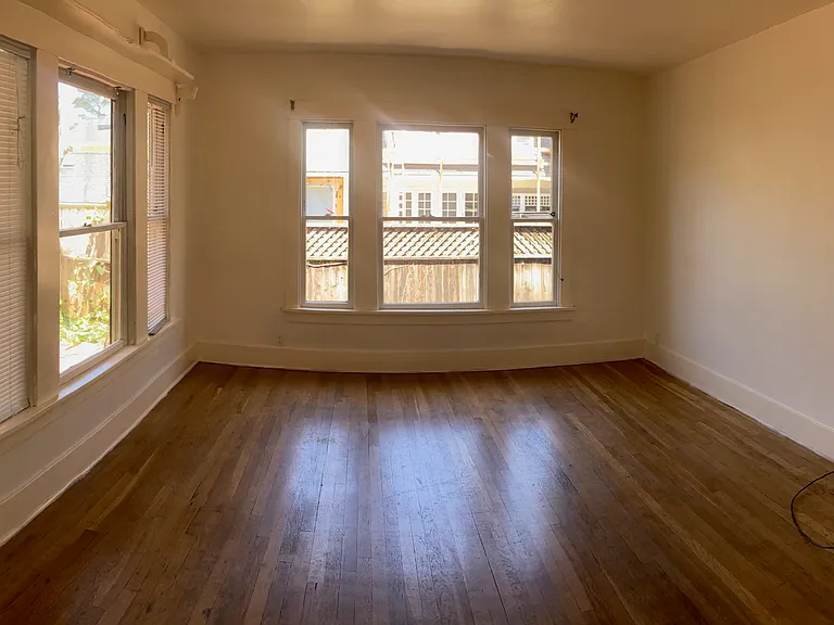 French doors to porch and secondary entrance, with immense view of woods, and plants.