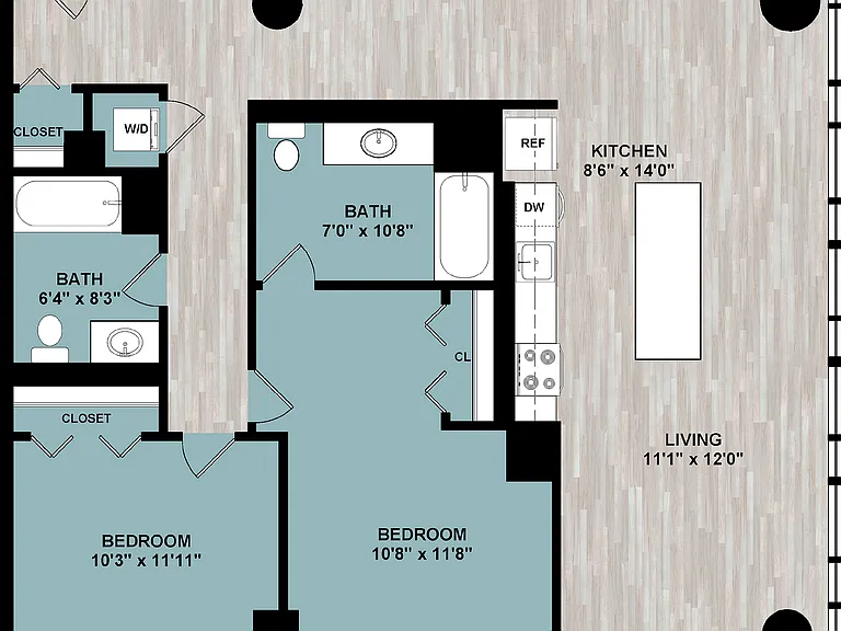 C7 | 2-Bedroom Floorplan C7 | 2-Bedroom Floorplan