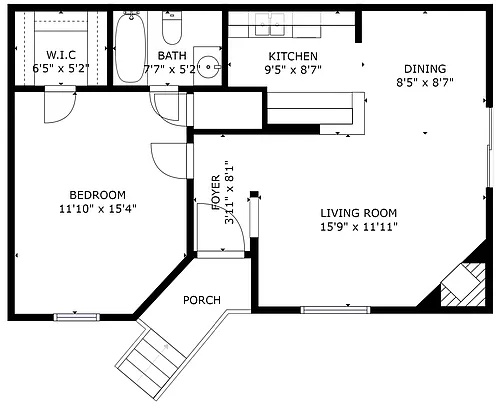 Floor plan 1 bedroom 1 bath