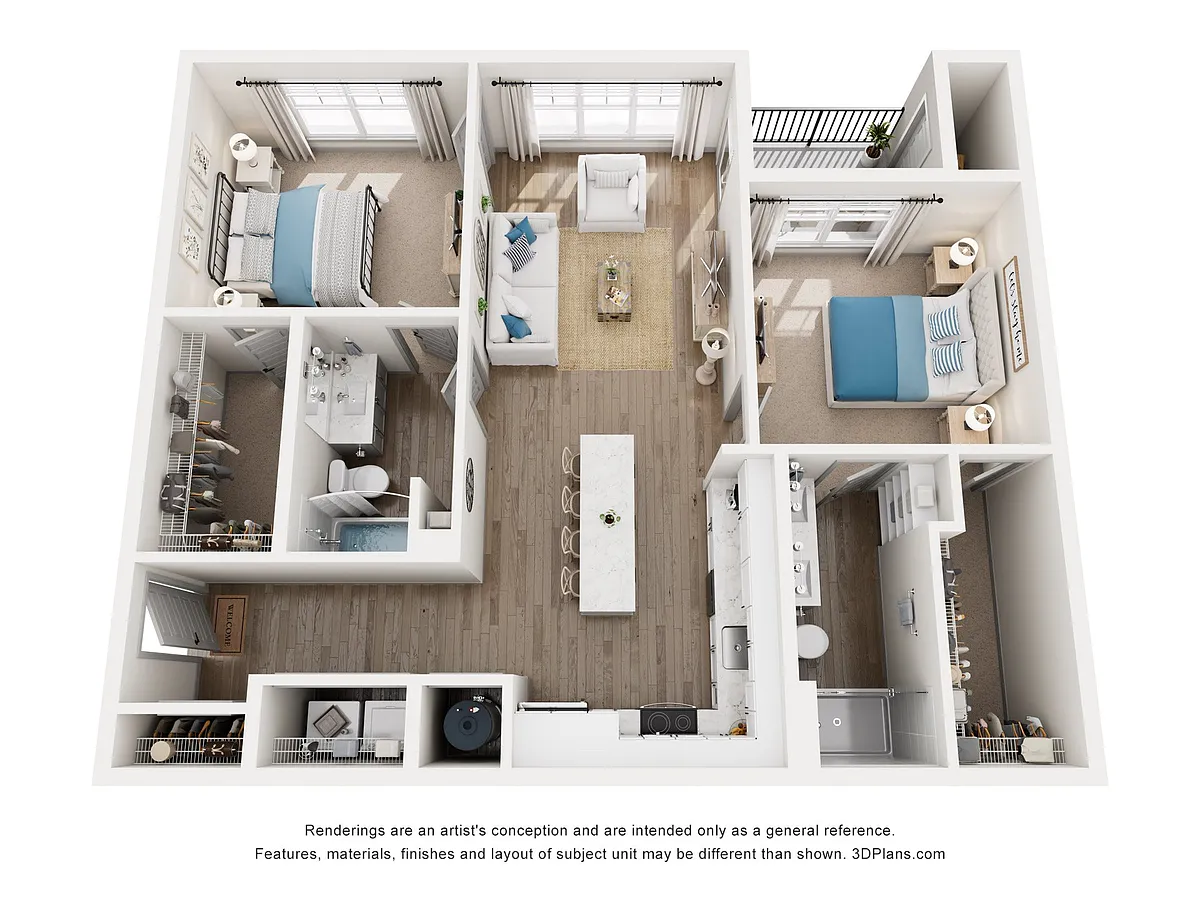 Floor plan 2 Bed, 2 Bath