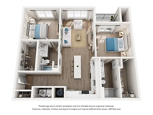 Floor plan 2 Bed, 2 Bath