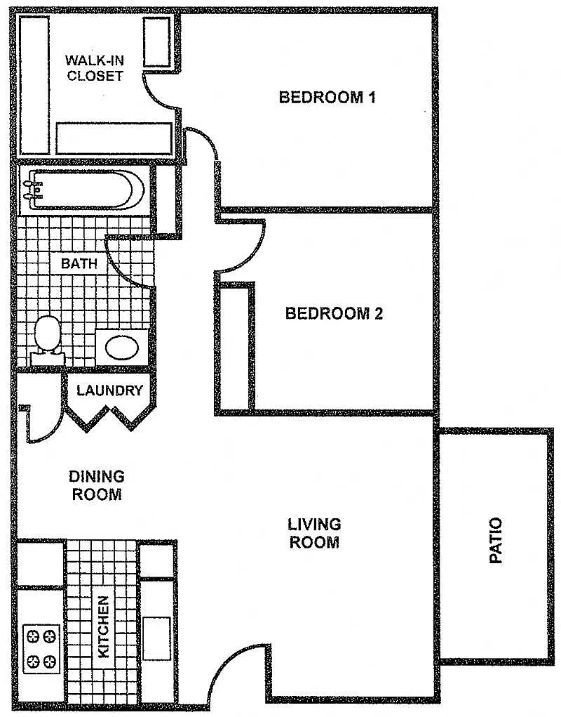 Floor plan 2 Bed 1 Bath