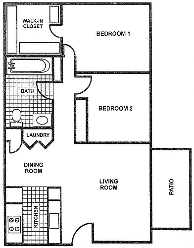 Floor plan 2 Bed 1 Bath
