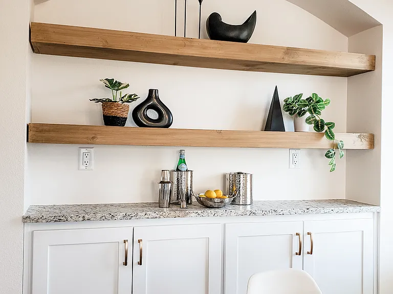Built in Cabinets and shelves in the dining area