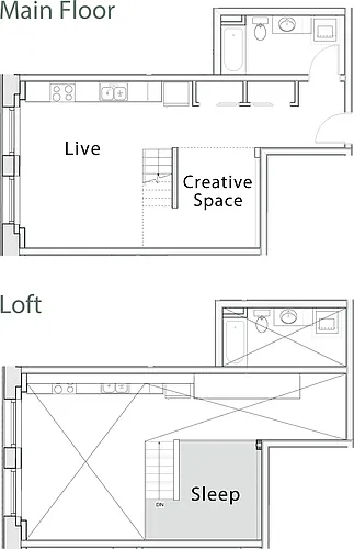 Floor plan 1 Bedroom Loft A