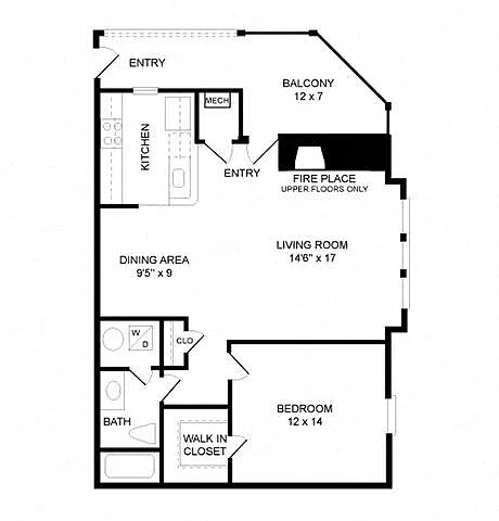 Floor plan 1 Bed, 1 Bath 856 SF, 11a