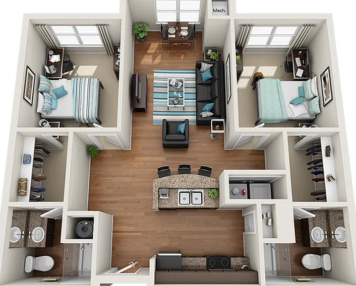 The Flats at Carrs Hill 2x2 Standard Floor Plan The Flats at Carrs Hill 2x2 Standard Floor Plan