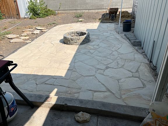 Snapshot of building fire pit and patio