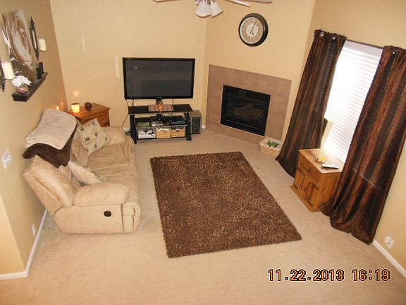 family room with fireplace