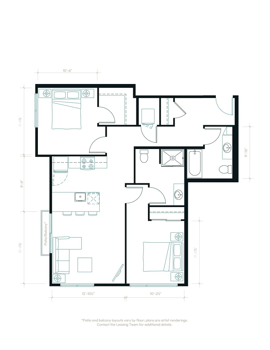 Floor plan Two Bedroom Two Bath B