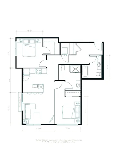 Floor plan Two Bedroom Two Bath B