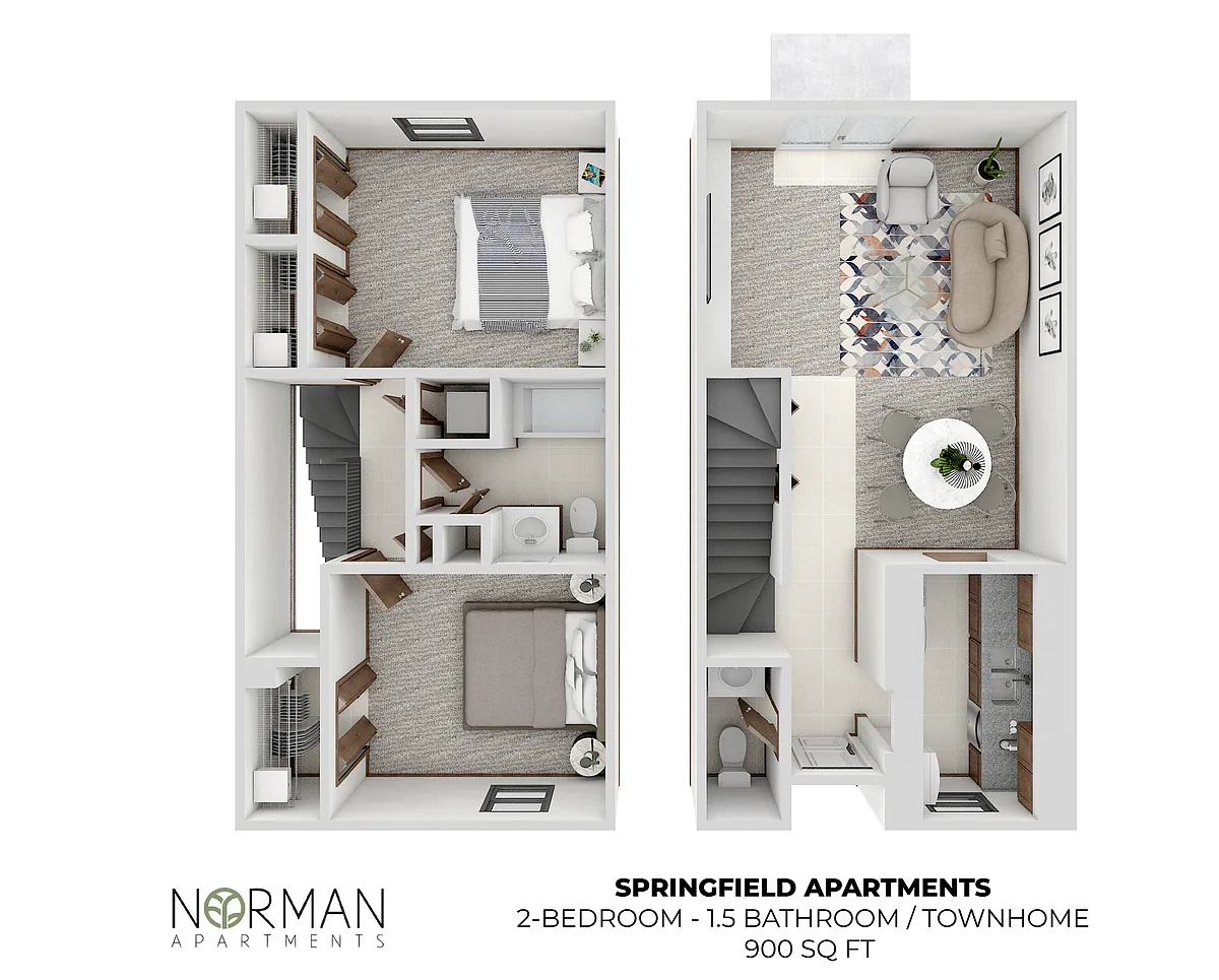 Floor plan 2-bed town home at Springfield
