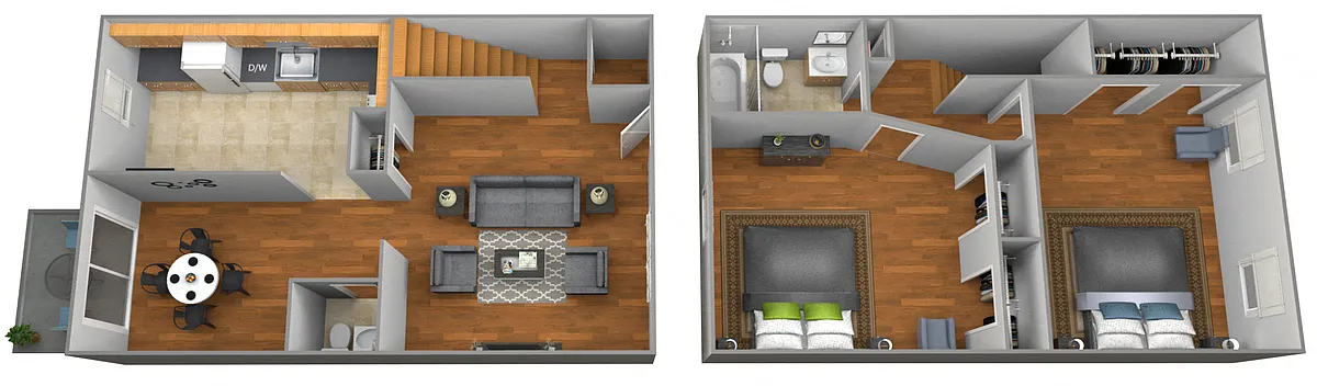 Floor plan 2 Bedroom 1.5 Bath