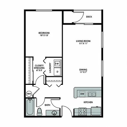 Floor plan One Bedroom Exterior