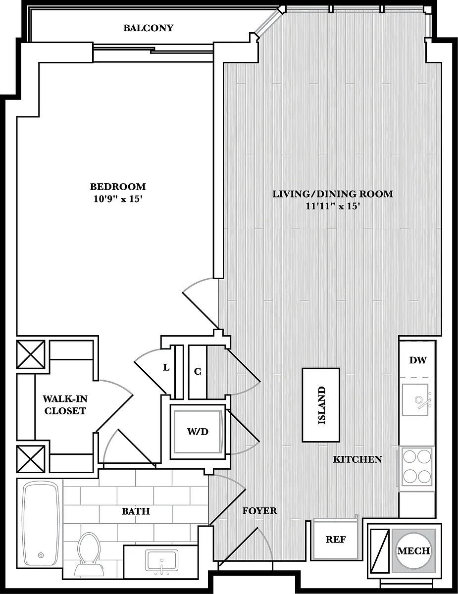 Floor plan 1 Bed/1 Bath