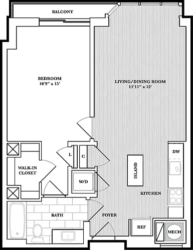 Floor plan 1 Bed/1 Bath