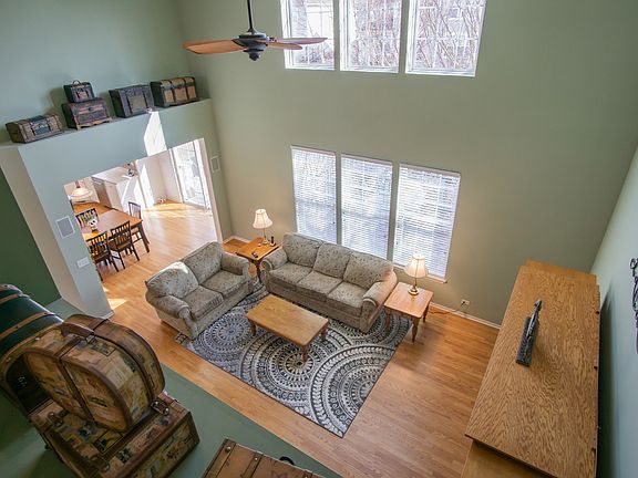 Two story Family Room with wall of windows