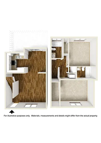Floor plan 2 Bedrooms, 2 Bathrooms B