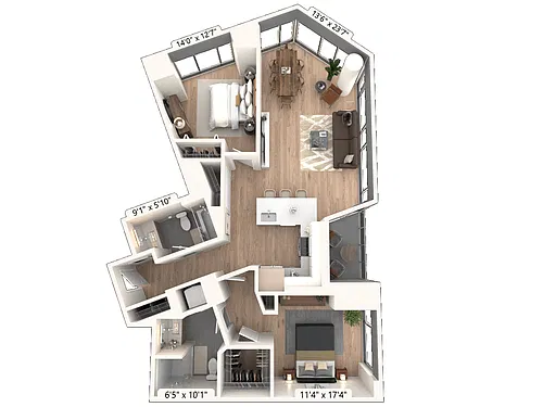 Floor plan Two Bedroom 02
