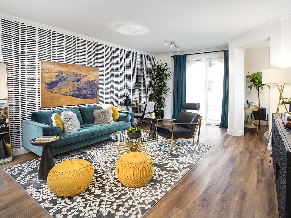 Spacious living area at Reveal Playa Vista in Playa Vista, CA.