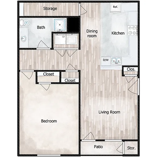 Floor plan 1 Bed 1 Bath - Laurel Ridge II