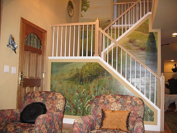 Entry hall with custom mural